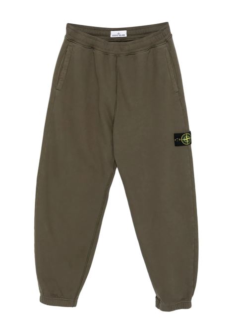 brushed organic cotton fleece sweat bottoms man military green STONE ISLAND | K2S15 6200004 S0A20V0054